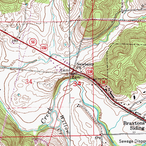 Topographic Map of Newberry Church, IN