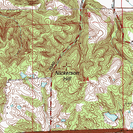 Topographic Map of Nickerson Hill, IN