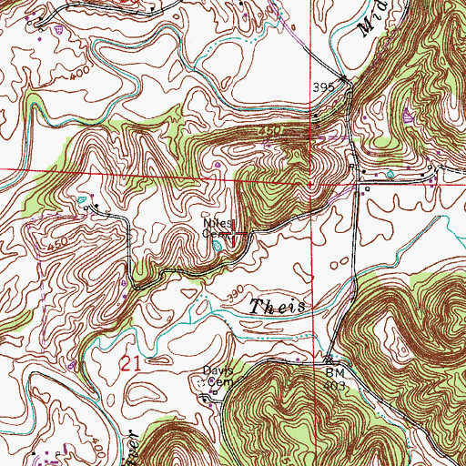 Topographic Map of Niles Cemetery, IN