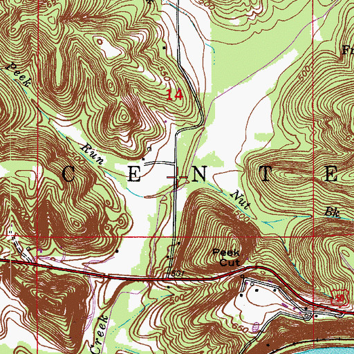 Topographic Map of Nut Brook, IN