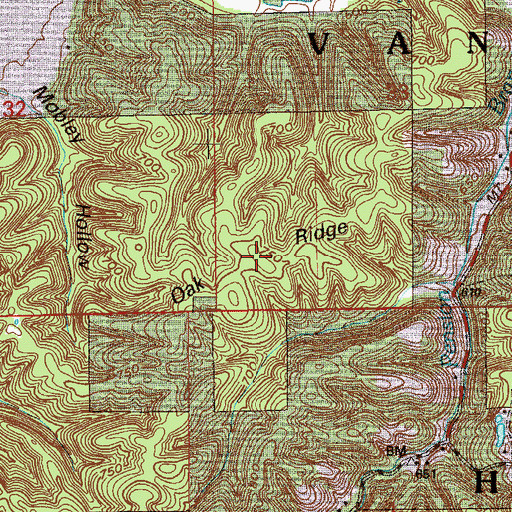 Topographic Map of Oak Ridge, IN