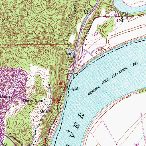 Topographic Map of Oil Creek, IN