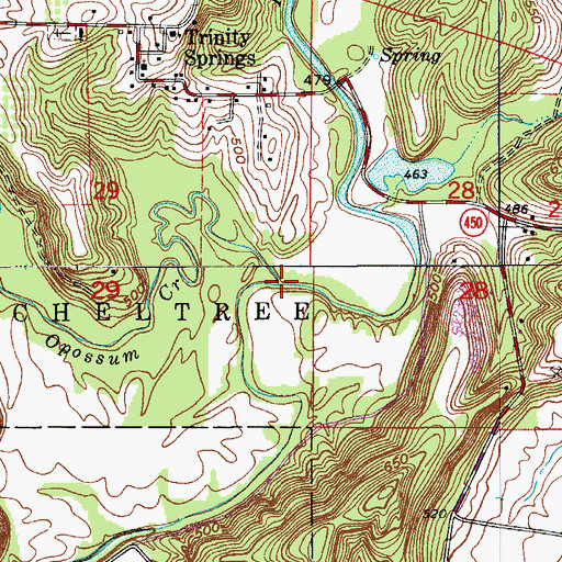 Topographic Map of Opossum Creek, IN
