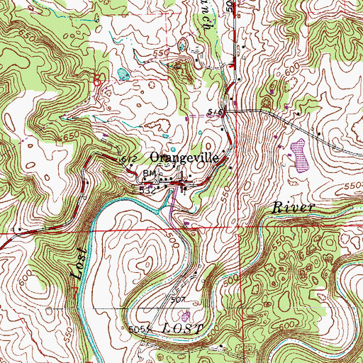 Topographic Map of Orangeville, IN