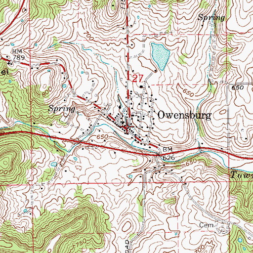 Topographic Map of Owensburg, IN