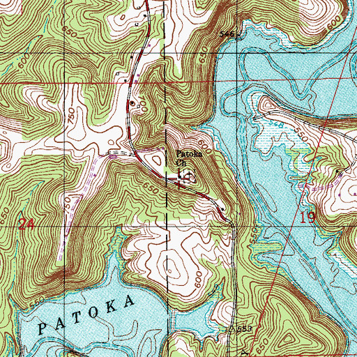 Topographic Map of Patoka Church, IN