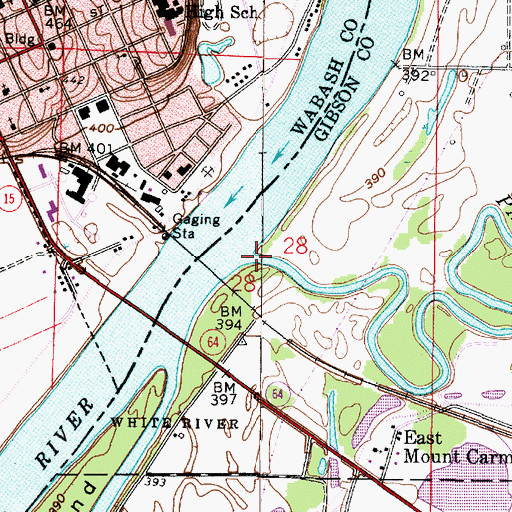Topographic Map of Patoka River, IN