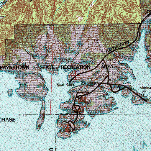 Topographic Map of Paynetown State Recreation Area, IN