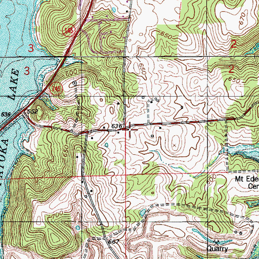 Topographic Map of Pedora School, IN