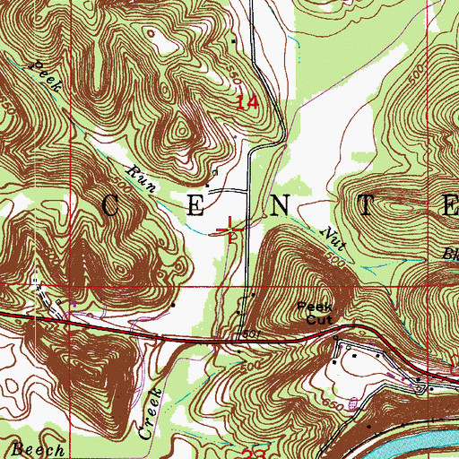 Topographic Map of Peek Run, IN