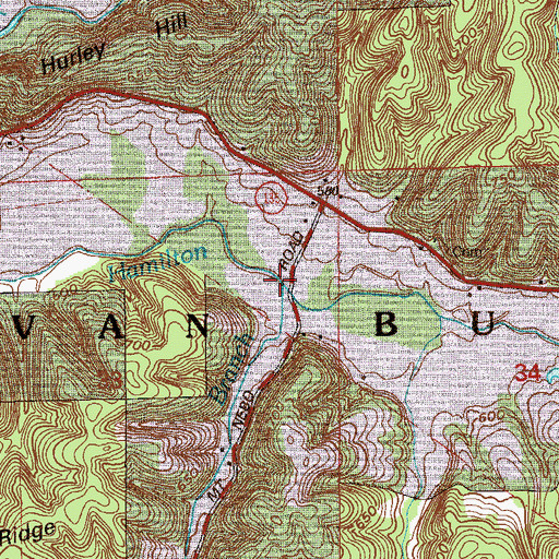 Topographic Map of Pension Branch, IN