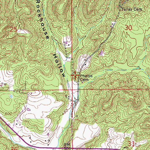 Topographic Map of Phelps Cemetery, IN