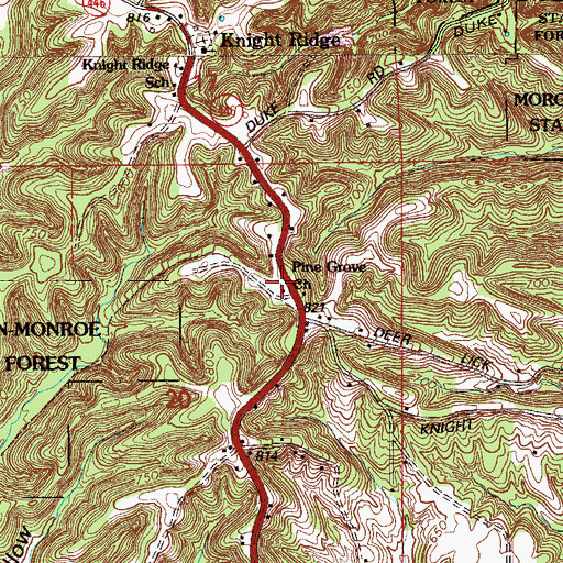 Topographic Map of Pine Grove Church, IN