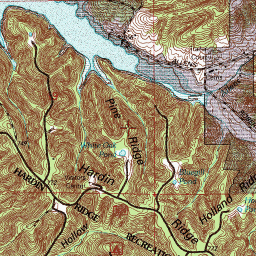 Topographic Map of Pine Ridge, IN