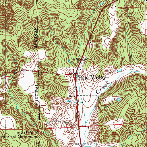 Topographic Map of Pine Valley, IN