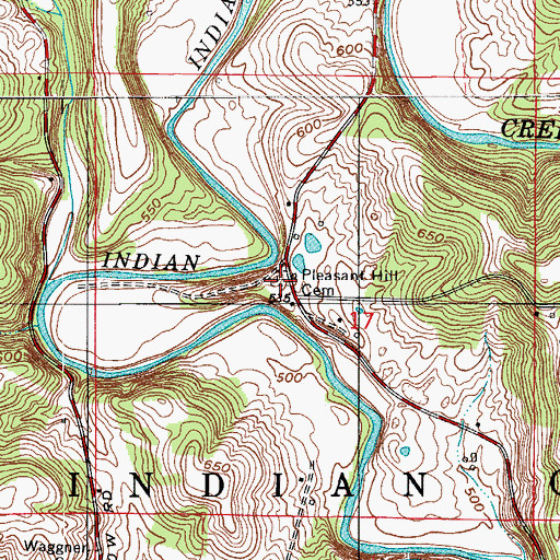 Topographic Map of Pleasant Hill Cemetery, IN