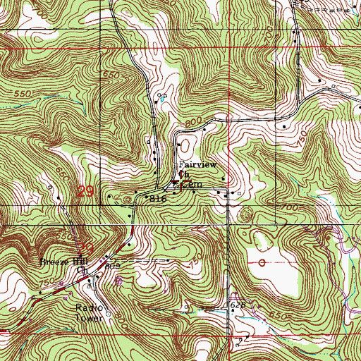 Topographic Map of Pleasant View Church, IN