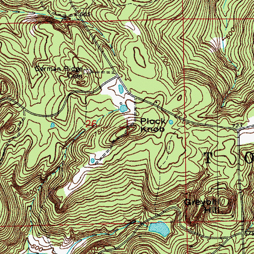 Topographic Map of Plock Knob, IN