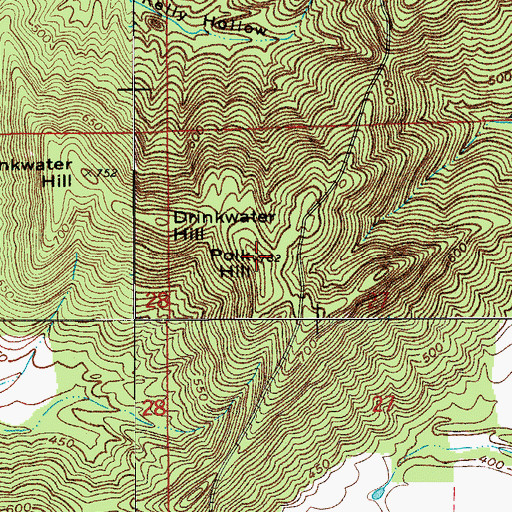 Topographic Map of Polk Hill, IN