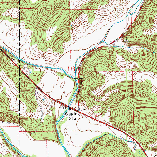 Topographic Map of Popcorn Creek, IN