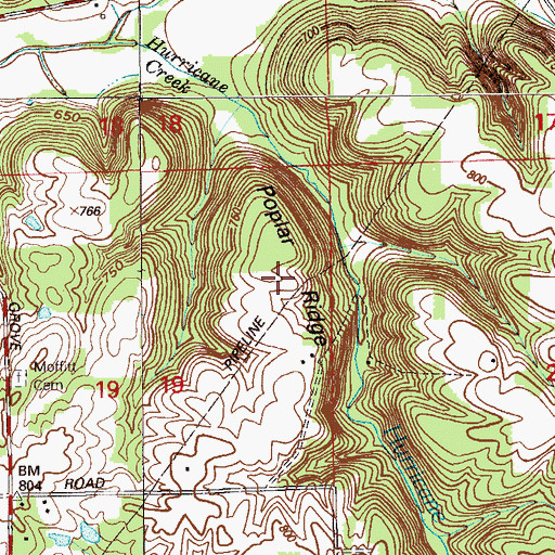 Topographic Map of Poplar Ridge, IN