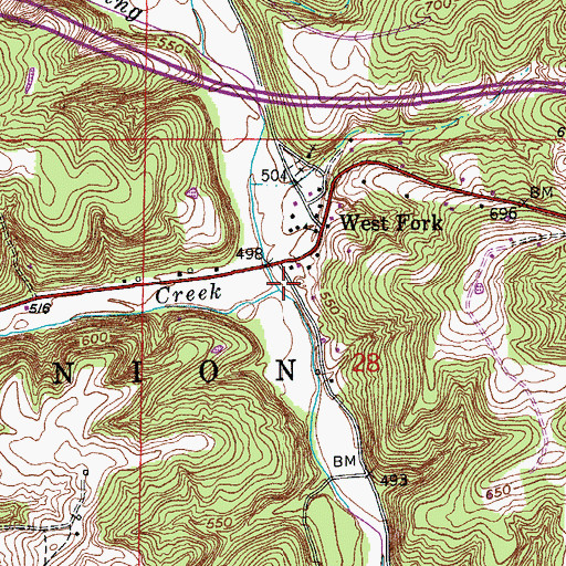 Topographic Map of Potts Creek, IN