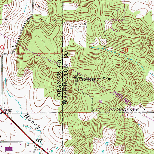 Topographic Map of Providence Cemetery, IN