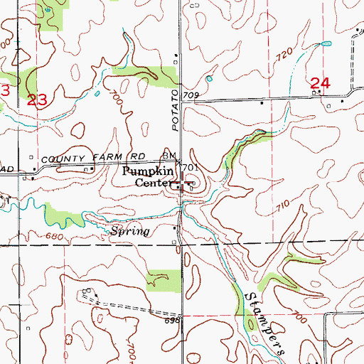 Topographic Map of Pumpkin Center, IN
