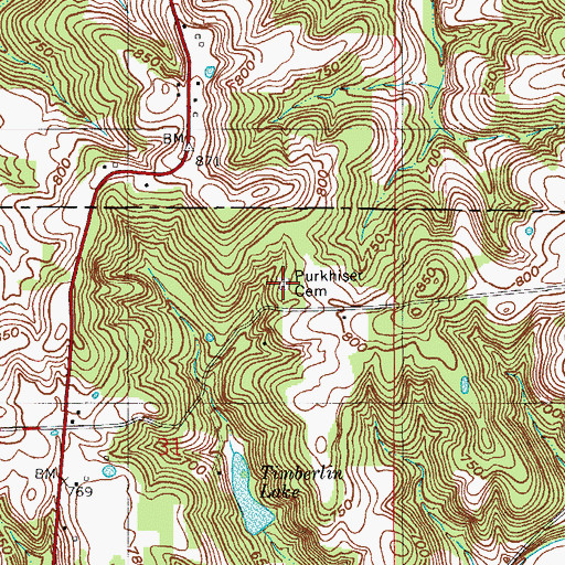 Topographic Map of Purkhiser Cemetery, IN