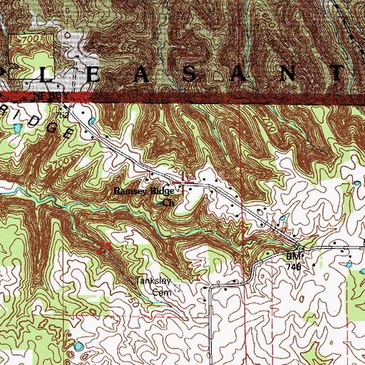 Topographic Map of Ramsey Ridge Church, IN