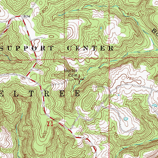 Topographic Map of Rector Cemetery, IN