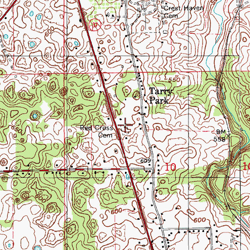 Topographic Map of Red Cross Cemetery, IN