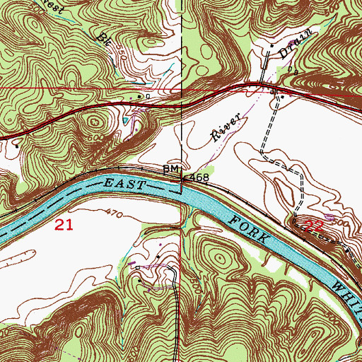 Topographic Map of River Drain, IN