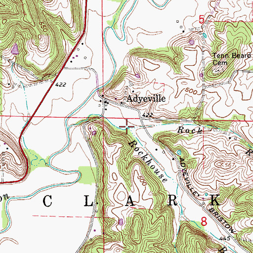Topographic Map of Rock Run, IN