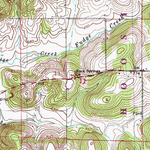 Topographic Map of Rock Springs Church, IN