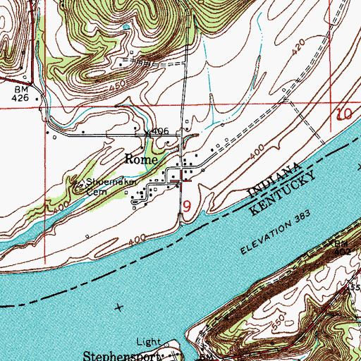 Topographic Map of Rome, IN