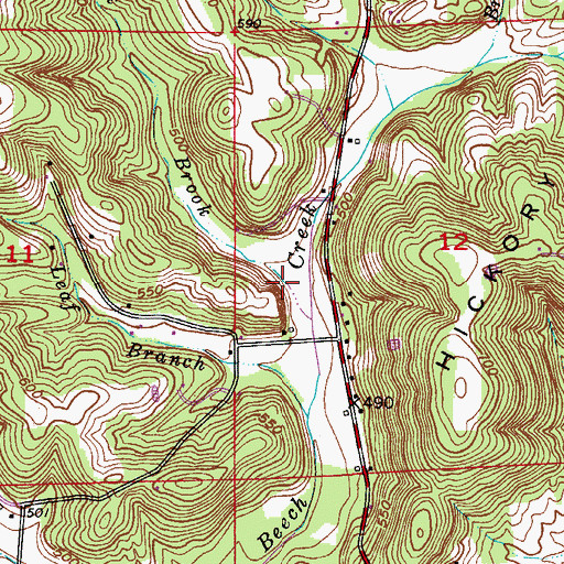 Topographic Map of Root Brook, IN