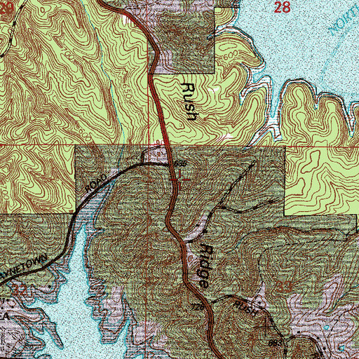 Topographic Map of Rush Ridge, IN
