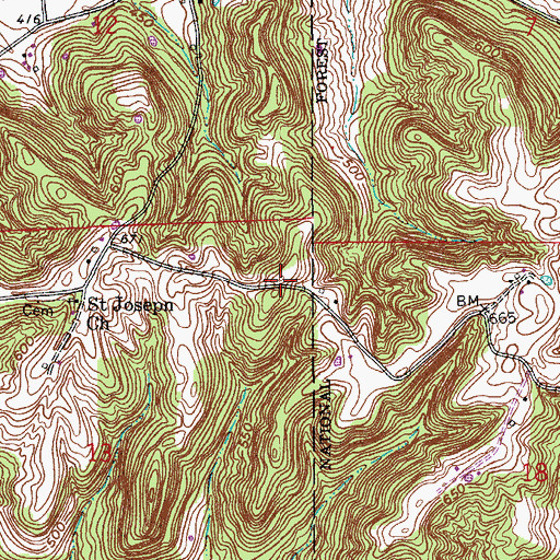 Topographic Map of Saint Joe Ridge, IN