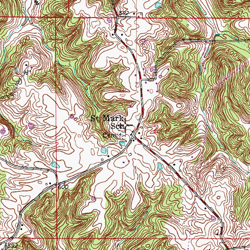Topographic Map of Saint Marks School, IN