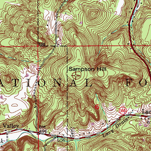 Topographic Map of Sampson Hill, IN