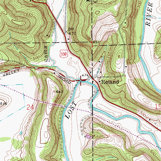 Topographic Map of Sams Creek, IN