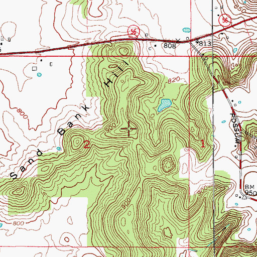 Topographic Map of Sand Bank Hill, IN