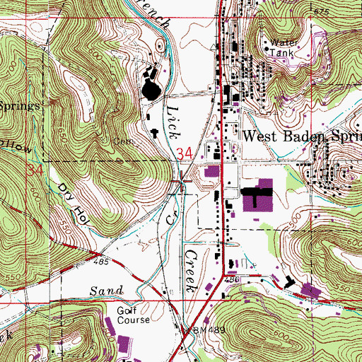 Topographic Map of Sand Creek, IN
