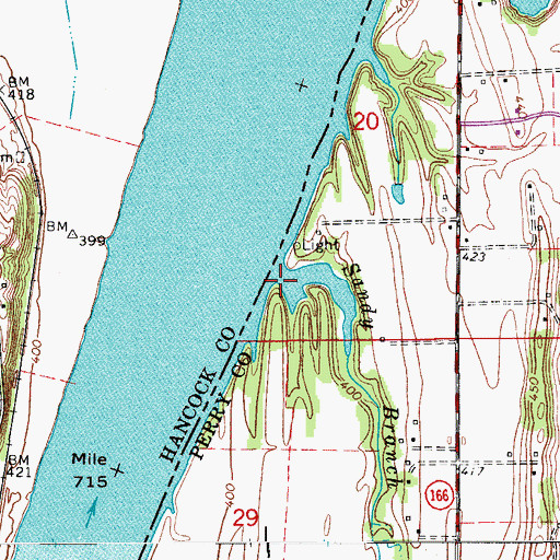 Topographic Map of Sandy Branch, IN