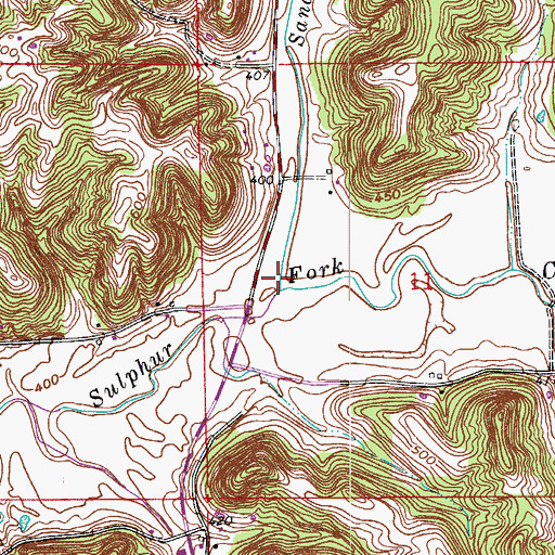 Topographic Map of Sandy Branch, IN