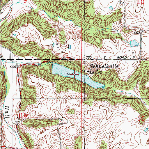 Topographic Map of Schnellville Lake, IN