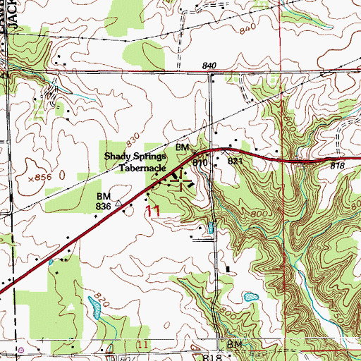 Topographic Map of Shady Springs Tabernacle, IN