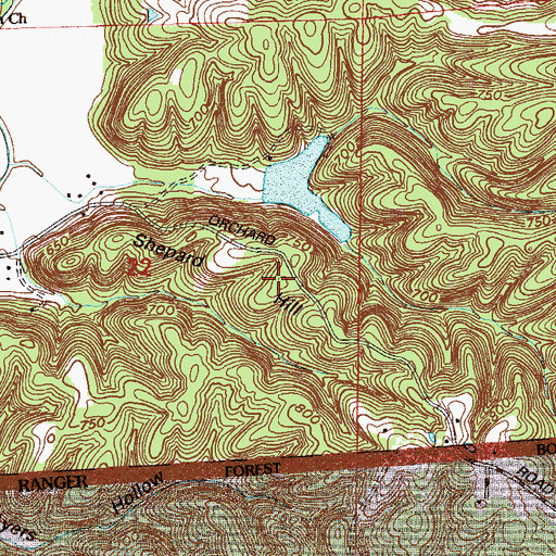 Topographic Map of Shepard Hill, IN