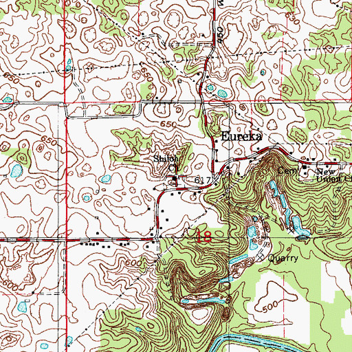 Topographic Map of Shiloh Church, IN